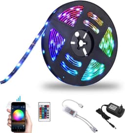 Lot de bandes LED Wifi Smart RGB - Fonctionne avec Alexa, Google Home, smartphone, 5 m - Ruban LED RVB étanche