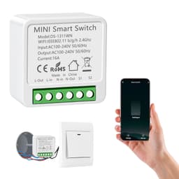 1PC Interrupteur WIFI, Interrupteur Connecté Compatible avec Alexa, Alexa Interrupteure Intelligent avec Tuya Smart Life APP, Montage Encastré Dans le Socle, 2 Voies, Conducteur Neutre Nécessaire