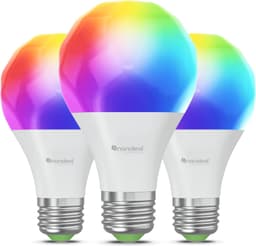 Nanoleaf Matter Essentials Pack de 3 Ampoules LED E27 Connectées RGBW - Lampes Intelligentes, Matter sur Thread, Bluetooth, Compatible Google Apple, Synchro Musique et Ecran, Salon Bureau Gaming
