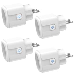 Lot de 4 prises intelligentes Wi-Fi avec mesure de courant, télécommande par application, commande vocale et minuterie, Smart Home WiFi 16 A, compatible avec Alexa et Google Home