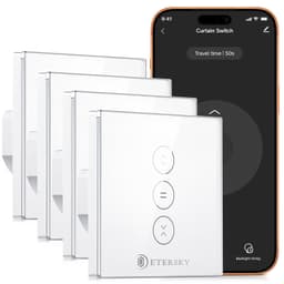 Interrupteur Volet Roulant Connecté WiFi, Commutateur Intelligent Volet Roulant Stores Connecté Compatible avec Alexa et Google Home, Interrupteur Tactile Peut Éteindre la LED, Timer - 4 Packs