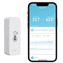 Zigbee Capteur de température et d'humidité sans fil intérieur et extérieur avec notifications d'application à distance et compatible avec l'application Tuya (1 pièce)
