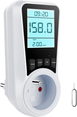 Wattmètre Prise Compteur d'Énergie, Consommation d'Énergie avec 7 Modes Surveillance, Écran LCD Rétroéclairé, Prise Consommation Electrique pour Économie d'Energie, Surcharges de Protection, 3680W MAX