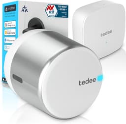 Tedee GO2 Alu Serrure Intelligente Connectée WiFi Bluetooth Retrofit | Bridge Accès à Distance, Entrée sans Clé, Verrouillage Automatique | Compatible Matter, Alexa, Google Home, Apple HomeKit
